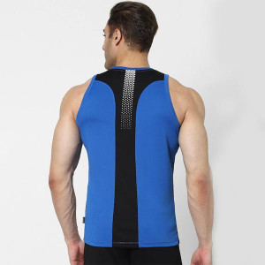 Men Blue Colourblocked Cotton Basic Innerwear Vest